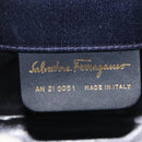 Salvatore Ferragamo Gancini Hand Bag Satin 2way Navy Gold Auth 142663-11