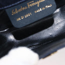Salvatore Ferragamo Gancini Hand Bag Satin 2way Navy Gold Auth 142663-10