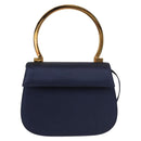 Salvatore Ferragamo Gancini Hand Bag Satin 2way Navy Gold Auth 142663-13