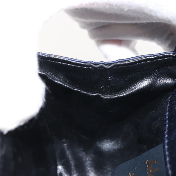 Salvatore Ferragamo Gancini Hand Bag Satin 2way Navy Gold Auth 142663