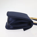 Salvatore Ferragamo Gancini Hand Bag Satin 2way Navy Gold Auth 142663-3