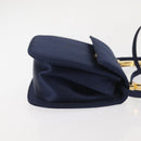 Salvatore Ferragamo Gancini Hand Bag Satin 2way Navy Gold Auth 142663-4