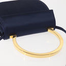 Salvatore Ferragamo Gancini Hand Bag Satin 2way Navy Gold Auth 142663-6
