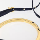 Salvatore Ferragamo Gancini Hand Bag Satin 2way Navy Gold Auth 142663-14