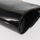 Salvatore Ferragamo Chain Gancini Shoulder Bag Enamel Black Gold Auth 142666-13