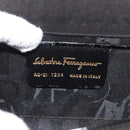 Salvatore Ferragamo Chain Gancini Shoulder Bag Enamel Black Gold Auth 142666-16