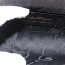 Salvatore Ferragamo Chain Gancini Shoulder Bag Enamel Black Gold Auth 142666-17