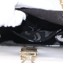 Salvatore Ferragamo Chain Gancini Shoulder Bag Enamel Black Gold Auth 142666-20