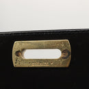 Salvatore Ferragamo Chain Gancini Shoulder Bag Enamel Black Gold Auth 142666-21