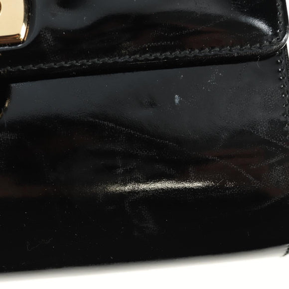 Salvatore Ferragamo Chain Gancini Schoudertas Email Zwart Goud Auth 142666