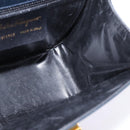 Salvatore Ferragamo Gancini Hand Bag Leather Navy Gold Auth 142667-19