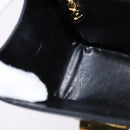 Salvatore Ferragamo Gancini Hand Bag Leather Navy Gold Auth 142667-20