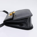 Salvatore Ferragamo Gancini Hand Bag Leather Navy Gold Auth 142667-4