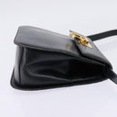 Salvatore Ferragamo Gancini Hand Bag Leather Navy Gold Auth 142667-5