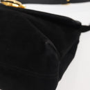 Salvatore Ferragamo Gancini Shoulder Bag Suede Black Gold Auth 142668-8