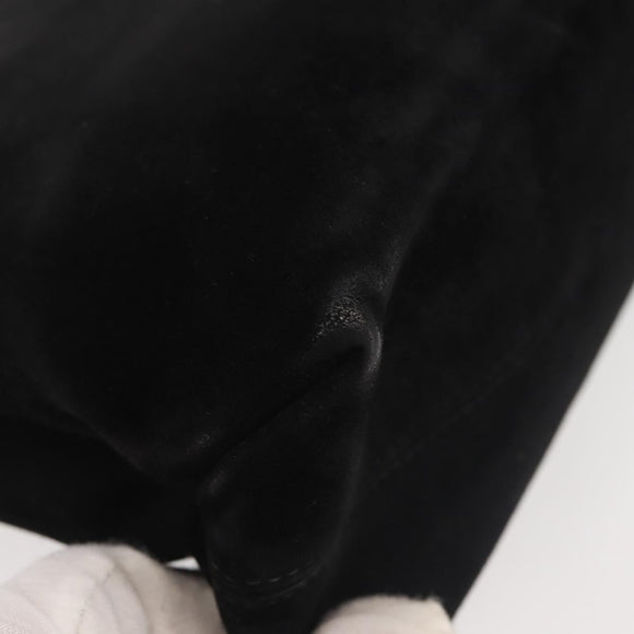 Salvatore Ferragamo Gancini Shoulder Bag Suede Black Gold Auth 142668