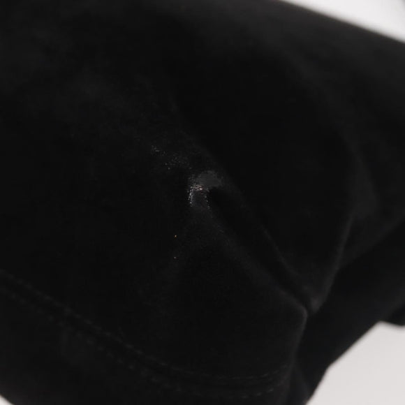 Salvatore Ferragamo Gancini Shoulder Bag Suede Black Gold Auth 142668