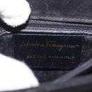 Salvatore Ferragamo Gancini Shoulder Bag Suede Black Gold Auth 142668-12