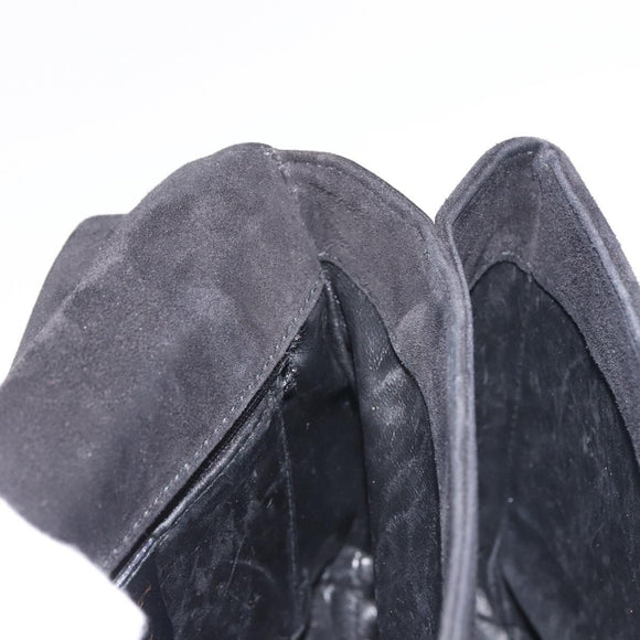 Salvatore Ferragamo Gancini Shoulder Bag Suede Black Gold Auth 142668