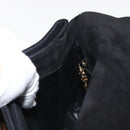 Salvatore Ferragamo Gancini Shoulder Bag Suede Black Gold Auth 142668-21