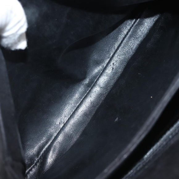 Salvatore Ferragamo Gancini Shoulder Bag Suede Black Gold Auth 142668