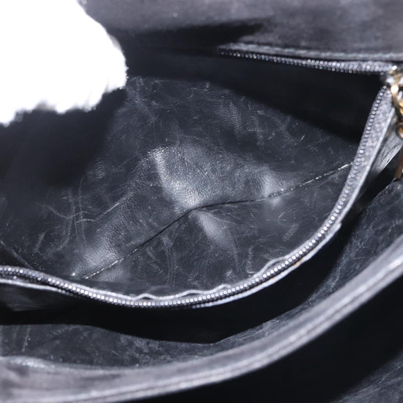 Salvatore Ferragamo Gancini Shoulder Bag Suede Black Gold Auth 142668