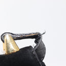 Salvatore Ferragamo Gancini Shoulder Bag Suede Black Gold Auth 142668-9