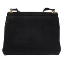 Salvatore Ferragamo Gancini Shoulder Bag Suede Black Gold Auth 142668-2