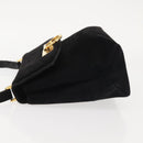 Salvatore Ferragamo Gancini Shoulder Bag Suede Black Gold Auth 142668-4