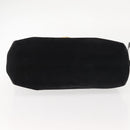 Salvatore Ferragamo Gancini Shoulder Bag Suede Black Gold Auth 142668-5