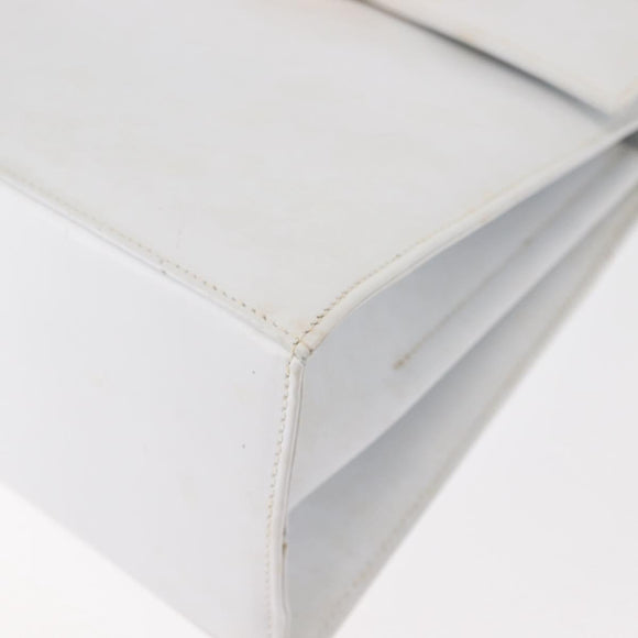 Salvatore Ferragamo Gancini Hand Bag Leather 2way White Gold Auth 142669