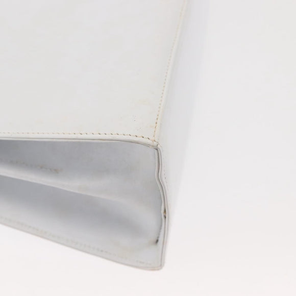 Salvatore Ferragamo Gancini Hand Bag Leather 2way White Gold Auth 142669