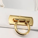 Salvatore Ferragamo Gancini Hand Bag Leather 2way White Gold Auth 142669-20