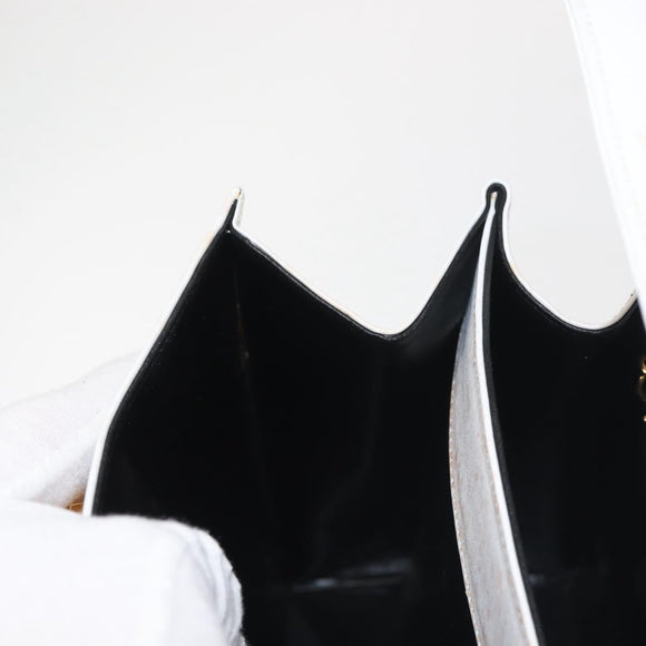 Salvatore Ferragamo Gancini Hand Bag Leather 2way White Gold Auth 142669