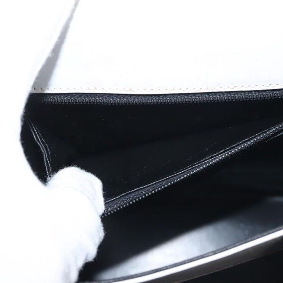 Salvatore Ferragamo Gancini Hand Bag Leather 2way White Gold Auth 142669