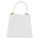Salvatore Ferragamo Gancini Hand Bag Leather 2way White Gold Auth 142669-2