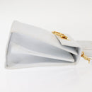 Salvatore Ferragamo Gancini Hand Bag Leather 2way White Gold Auth 142669-3