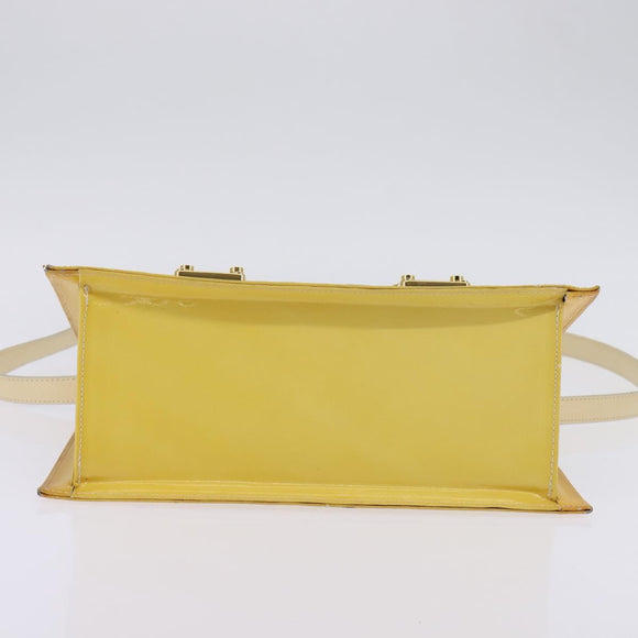 FENDI Hand Bag Patent leather 2way Yellow gold Auth 142671