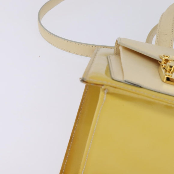 FENDI Hand Bag Patent leather 2way Yellow gold Auth 142671