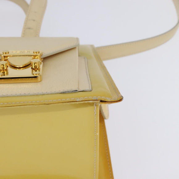 FENDI Hand Bag Patent leather 2way Yellow gold Auth 142671