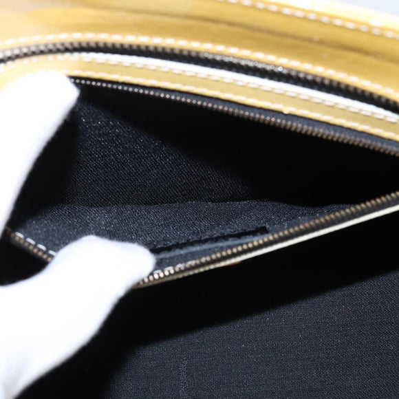 FENDI Hand Bag Patent leather 2way Yellow gold Auth 142671