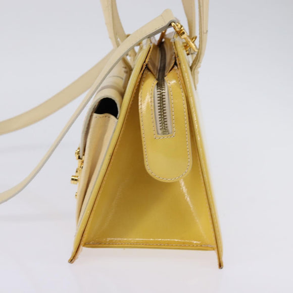 FENDI Hand Bag Patent leather 2way Yellow gold Auth 142671