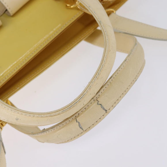 FENDI Hand Bag Patent leather 2way Yellow gold Auth 142671