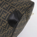 FENDI Zucca Canvas Boston Bag PVC Black Brown gold Auth 142675-9