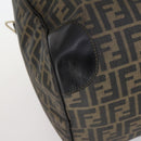 FENDI Zucca Canvas Boston Bag PVC Black Brown gold Auth 142675-14