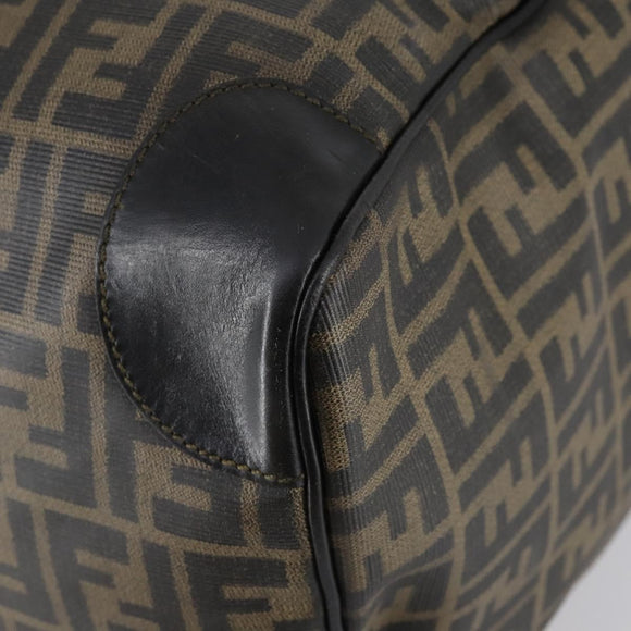 FENDI Zucca Canvas Boston Bag PVC Black Brown gold Auth 142675