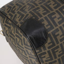 FENDI Zucca Canvas Boston Bag PVC Black Brown gold Auth 142675-16