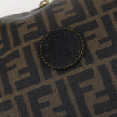 FENDI Zucca Canvas Boston Bag PVC Black Brown gold Auth 142675-17