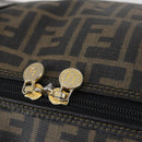 FENDI Zucca Canvas Boston Bag PVC Black Brown gold Auth 142675-10