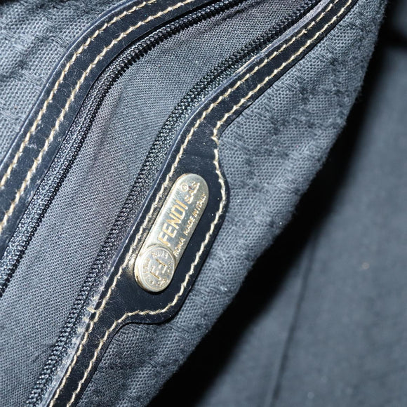 FENDI Zucca Canvas Boston Bag PVC Black Brown gold Auth 142675